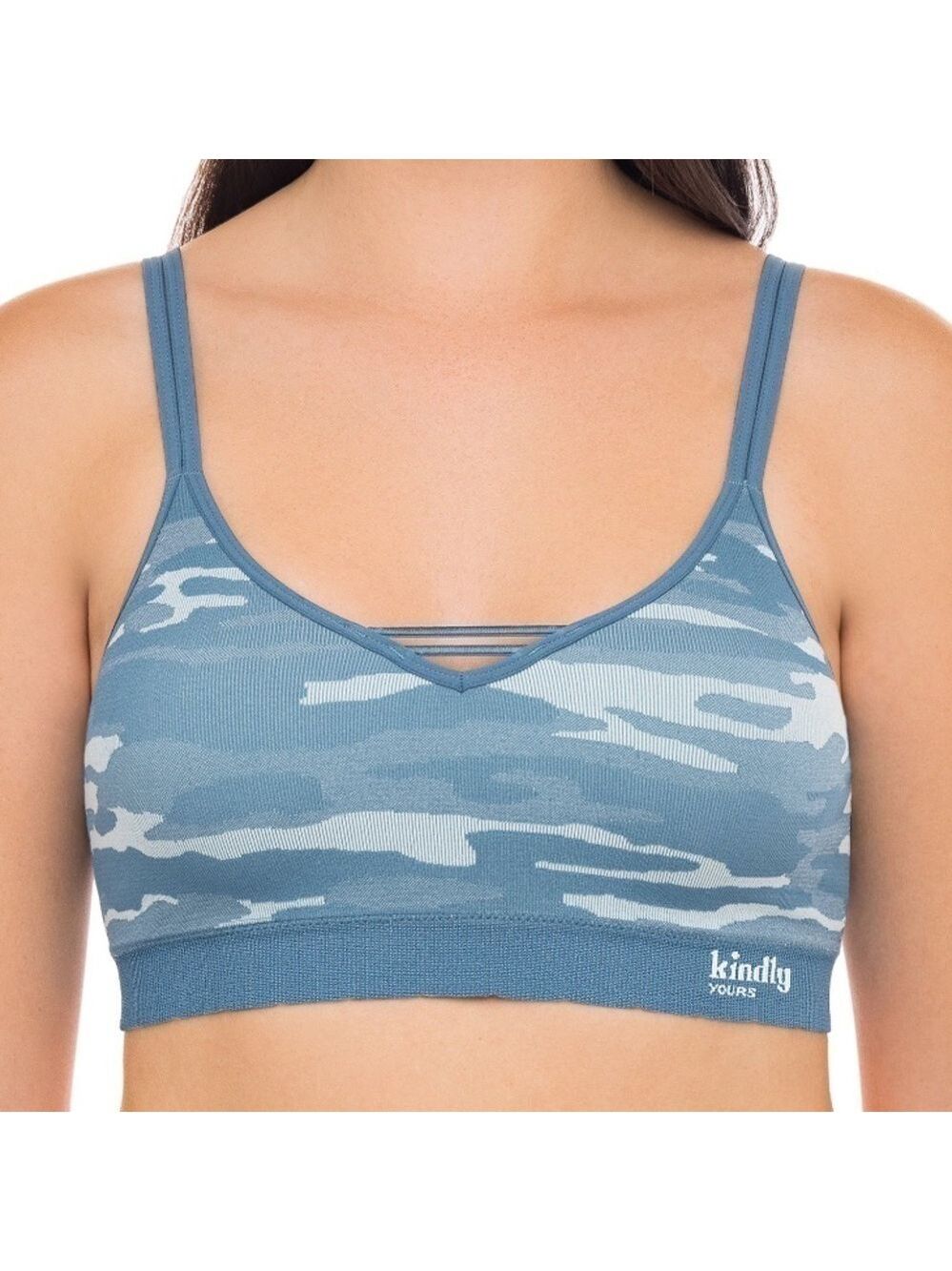 Kindly Yours Sustainable caged front triangle bralette size large Camo print - Picture 13 of 15